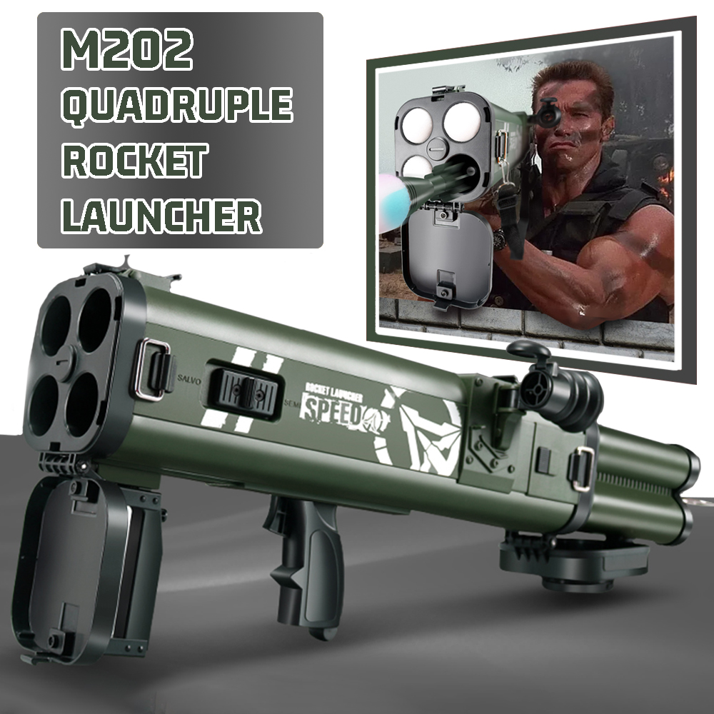 Foam Dart Gun - Lançador de foguetes quádruplo M202 Lançador