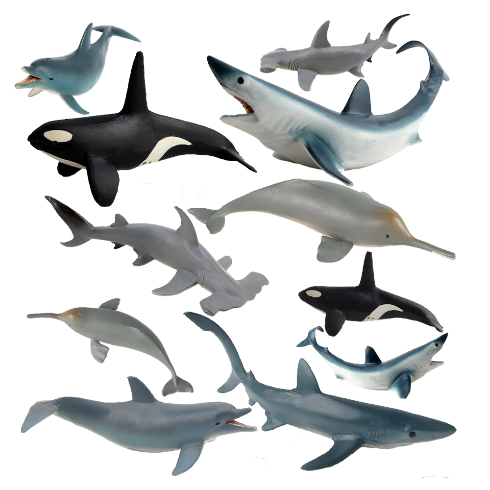Kids Toys Reviews - Estatuetas de animais marinhos de estanho,
