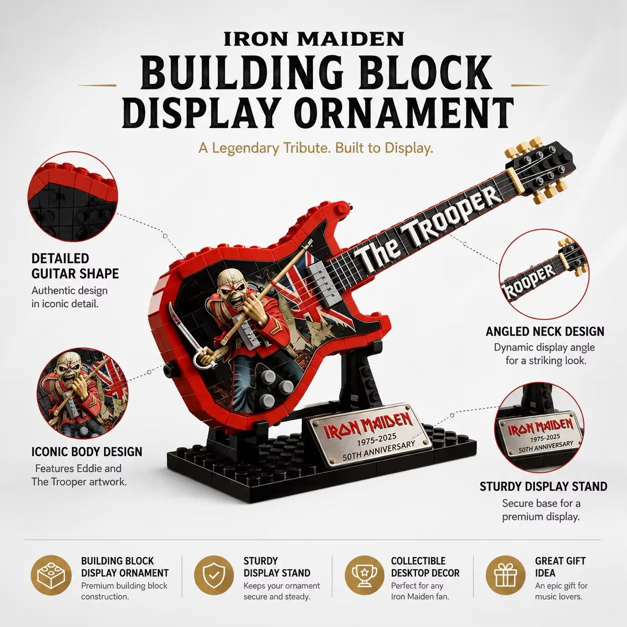 Iron Maiden The Trooper Guitar - Lego Building Blocks avaliação e preço