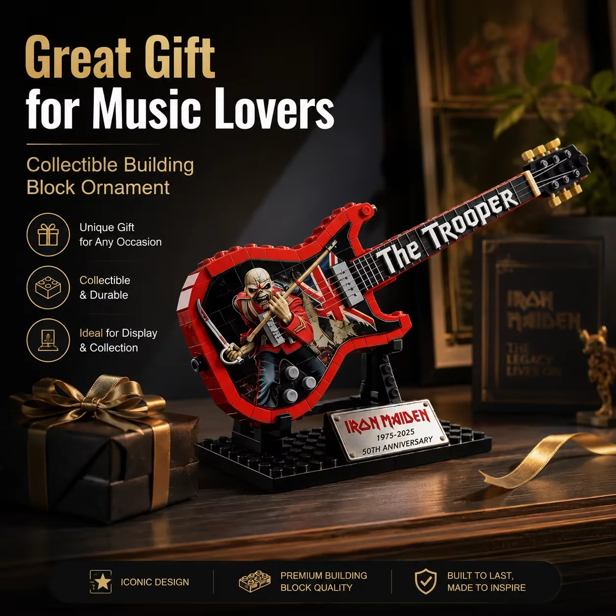 Iron Maiden The Trooper Guitar - Lego Building Blocks avaliação e preço
